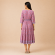 Pink Floral Handblock Printed Cotton Dress