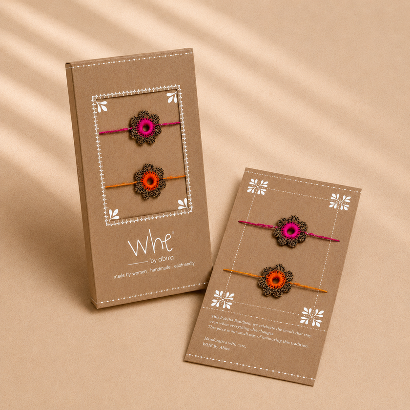 Whe Set of 2 Handmade Crochet Rakhi combo