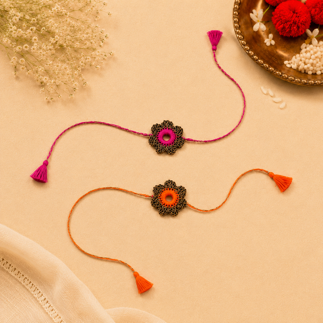 Whe Set of 2 Handmade Crochet Rakhi combo