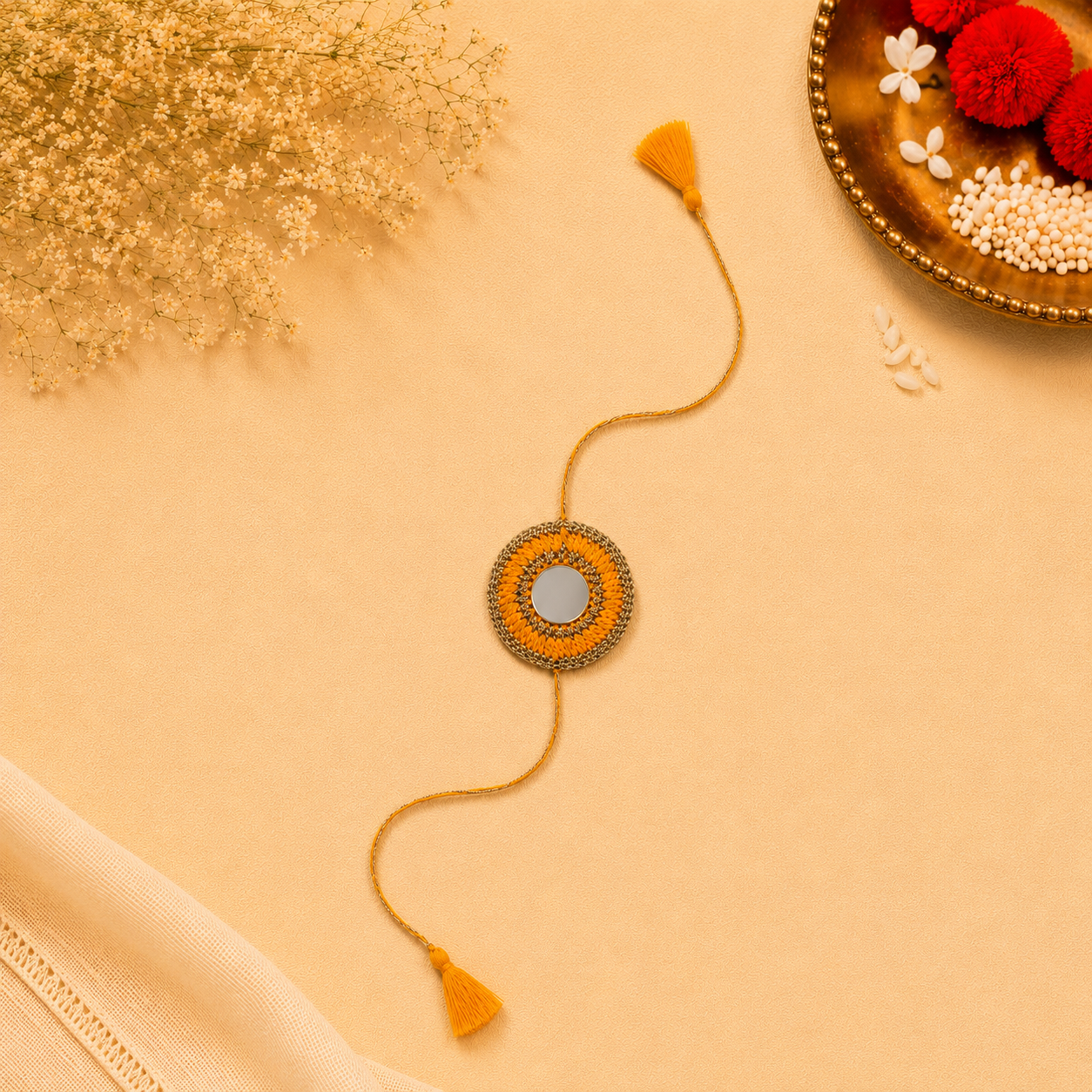 Whe Set of 2 Handmade Crochet Mirror Rakhi combo