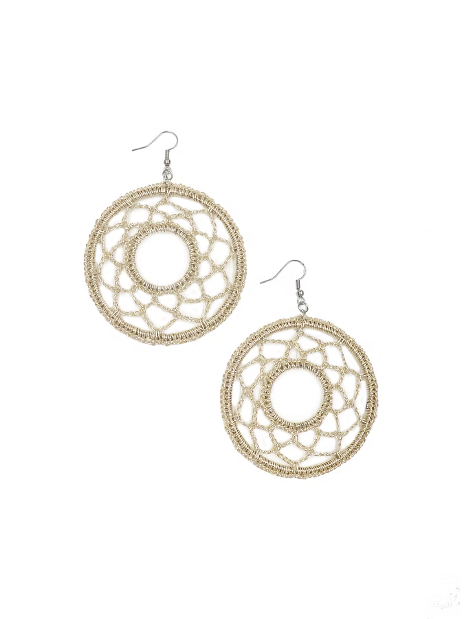 Handmade Golden Round Crochet Earring