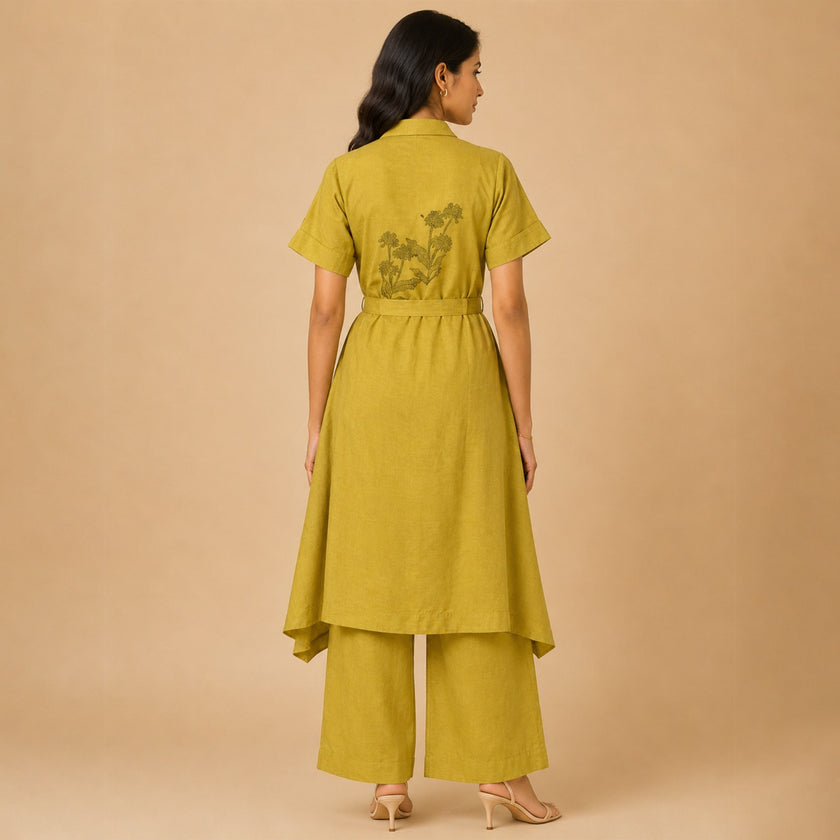 Handblock Printed Cotton Shrug Suit Set with Inner