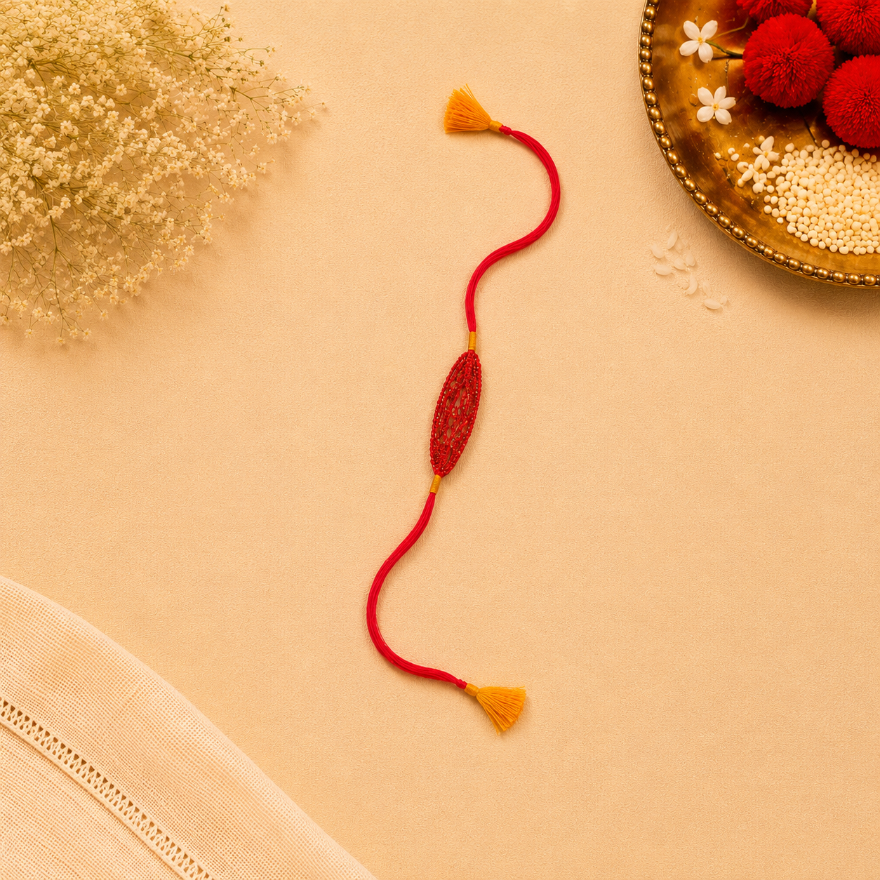 Whe Set of 2 Orange Handmade Crochet Rakhi Combo