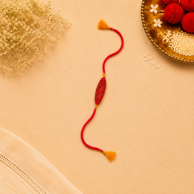 Whe Set of 2 Orange Handmade Crochet Rakhi Combo