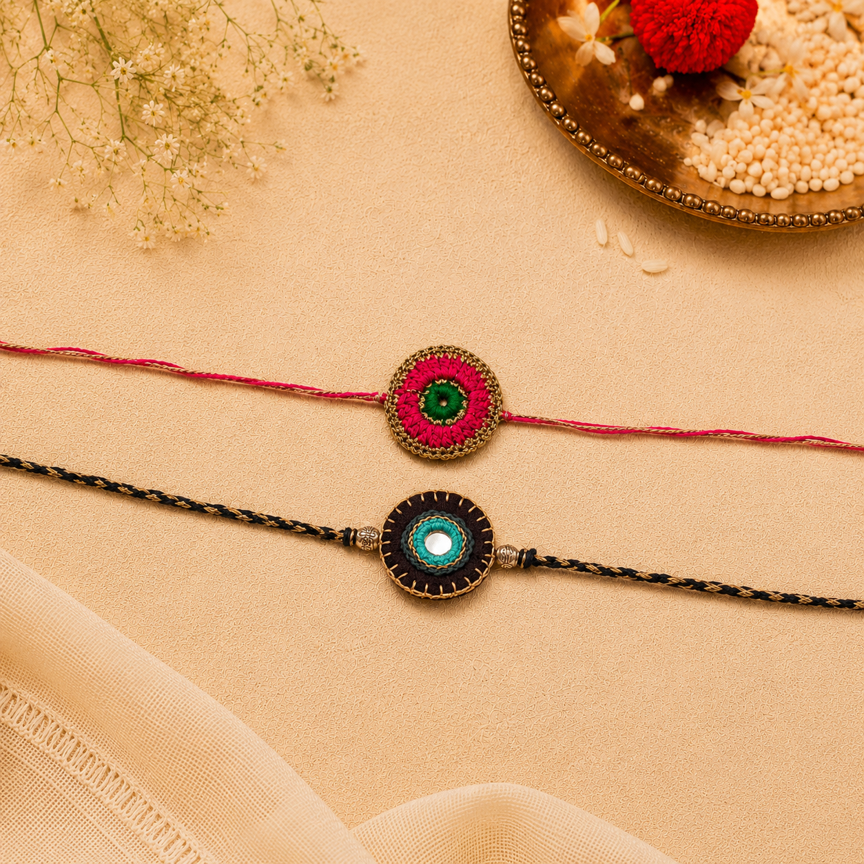 Handcrafted Crochet & Evil Eye Rakhi