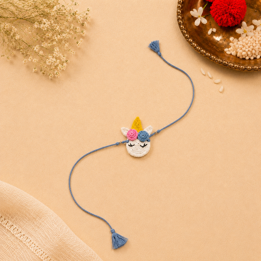 Whe Handmade Crochet Unicorn Rakhi