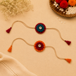 Whe Set of 2 Handmade Fabric Flower Rakhi combo