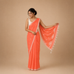 Orange Maku Butty Handloom Lightweight Handwoven Mul Cotton Saree
