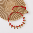 WHE Red Brocade Festive Repurposed Fabric and Wood Choker