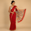 Red White Cotton Silk Maheshwari Handloom Saree