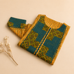 Yellow Hand Embroidered Cotton Ikkat Kurta with Kantha Work