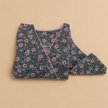 Grey Floral Hand block Printed Cotton Maxi Dress