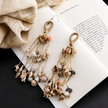 WHE Long Layered Jute Shell Tassel Earring