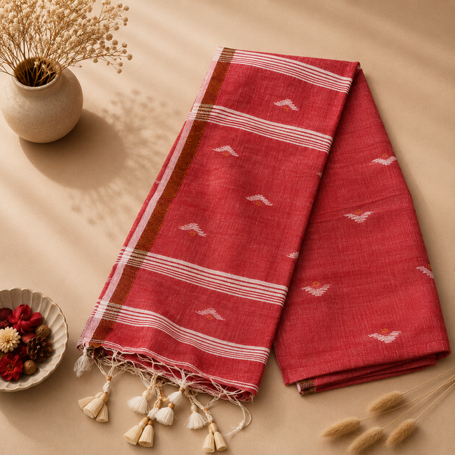 V Butty Handloom Lightweight Handwoven Mul Cotton Saree