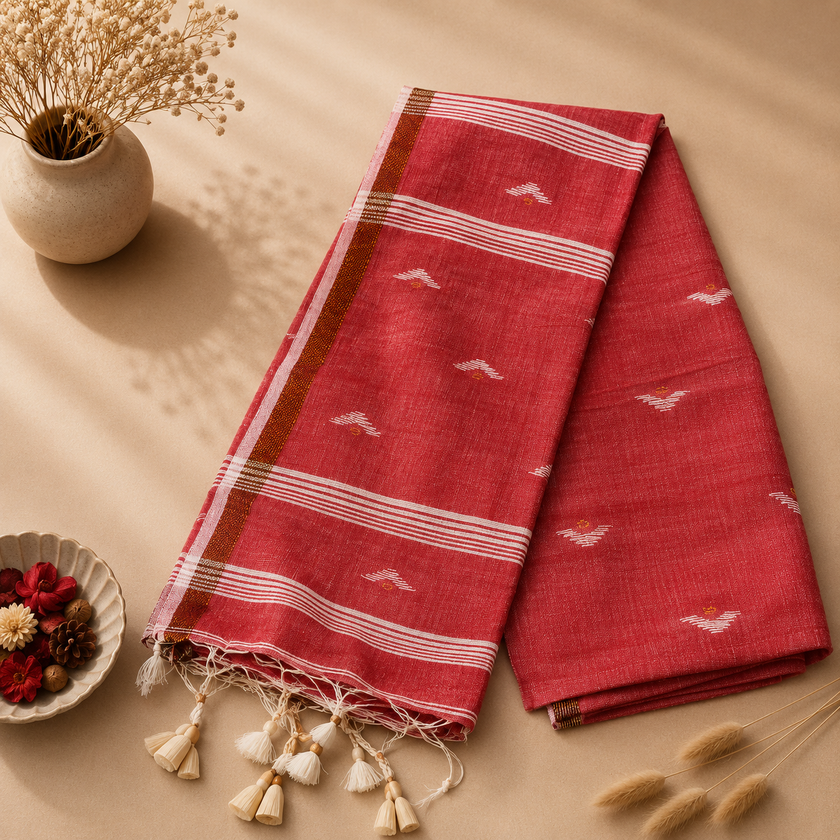 V Butty Handloom Lightweight Handwoven Mul Cotton Saree