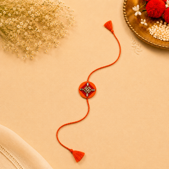Whe Set of 2 Handmade Kundan Rakhi Combo