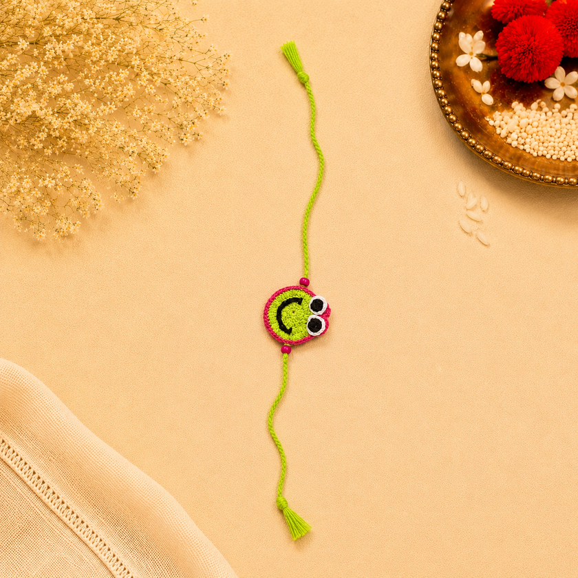 Whe Handmade Crochet Smiley Face Rakhi