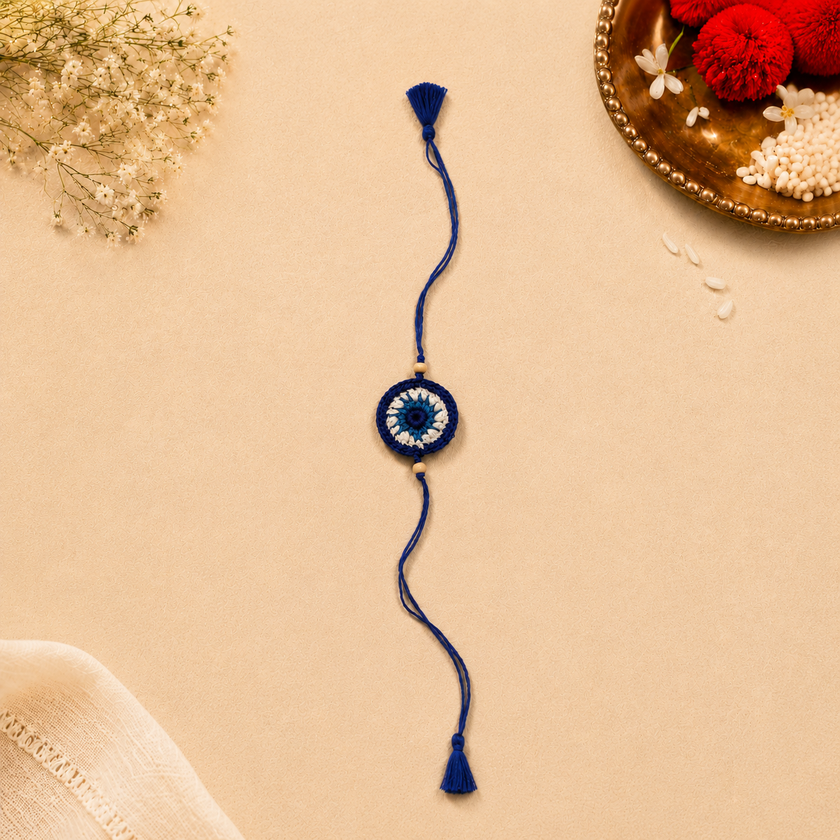 Whe Handmade Crochet Evil Eye Rakhi
