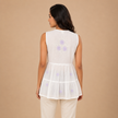 White Floral Chikankari Hand Embroidered Mul Cotton Top