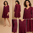 Maroon Hand Embroidered Kurta With Pleats