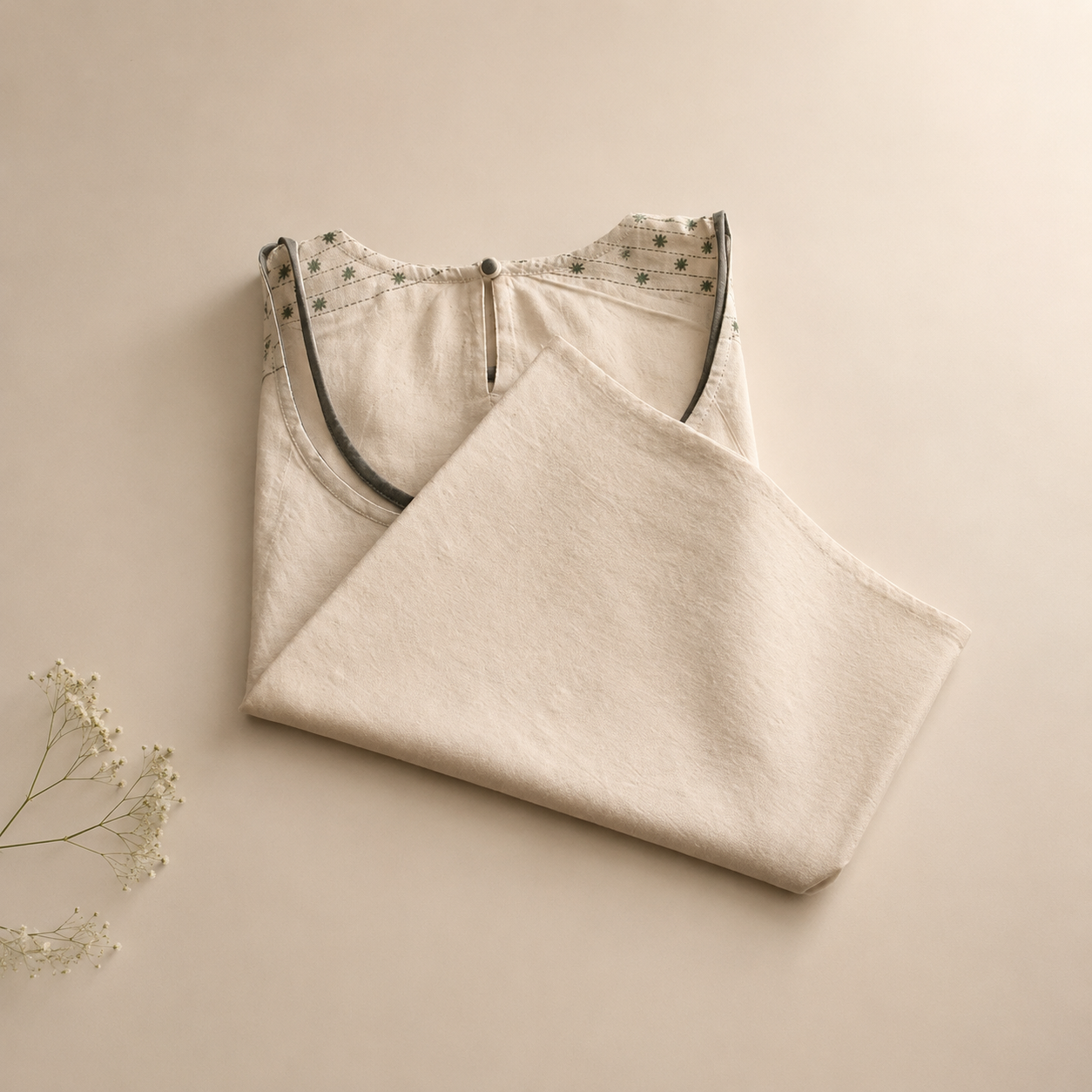 Hand Embroidered Cotton Crop Top with A-Line Silhouette