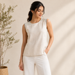Hand Embroidered Cotton Crop Top with A-Line Silhouette