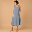 White Handblock Printed Cotton Sleeveless Dress