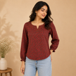 Maroon Hand Embroidery Cotton Top