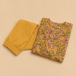 Yellow Hand block Printed Cotton Suit Set