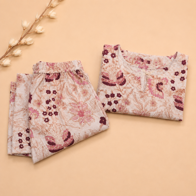 Ivory Hand block Printed Cotton Co-ord Set