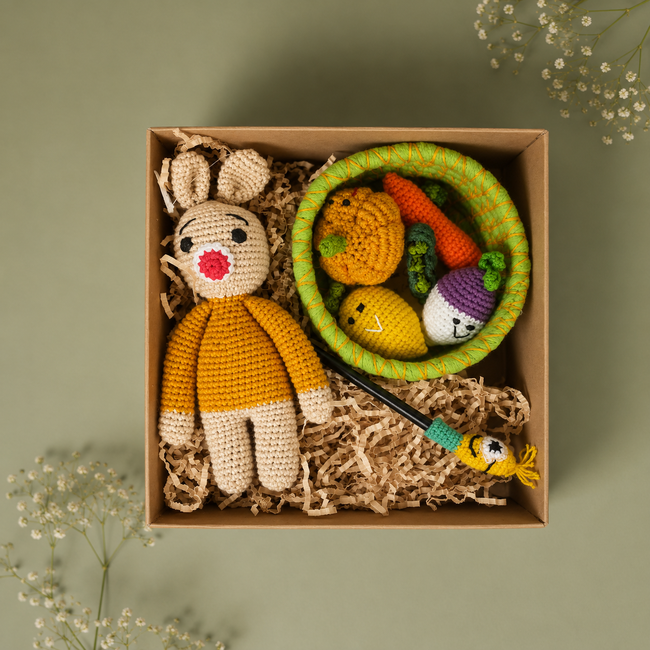 The Little Sprouts Hamper- Handmade Crochet Playtime Treasures