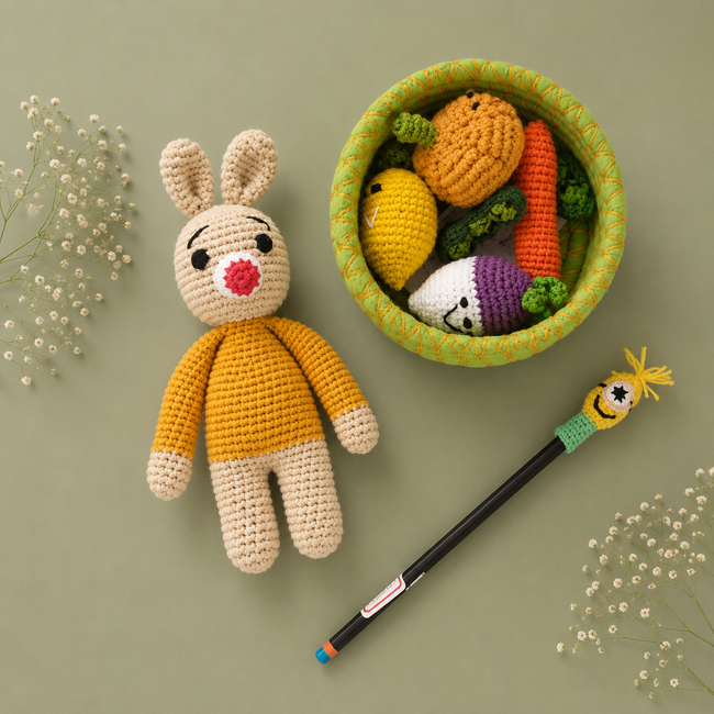 The Little Sprouts Hamper- Handmade Crochet Playtime Treasures