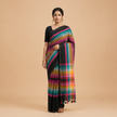 Multicolor Checks Black Mul Cotton Handloom Saree