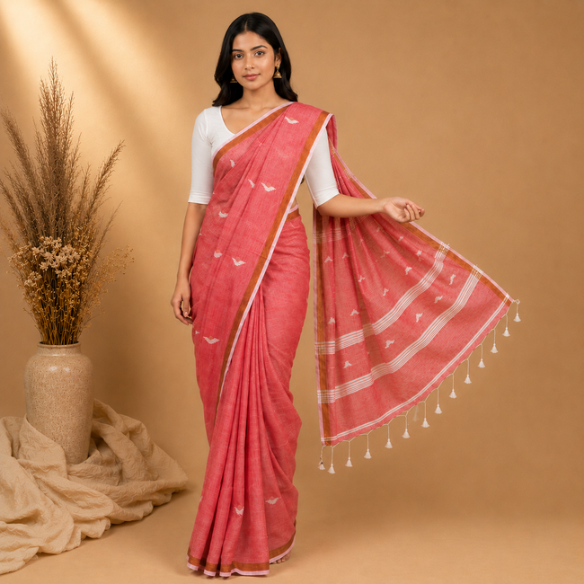 V Butty Handloom Lightweight Handwoven Mul Cotton Saree