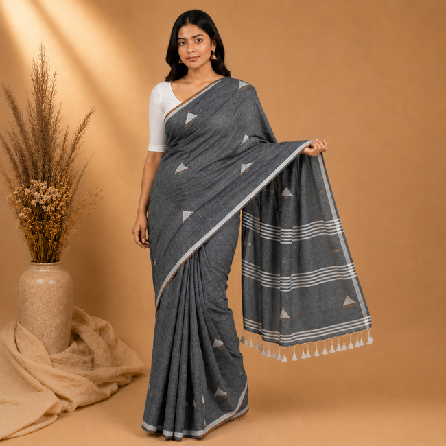 V Butty Handloom Lightweight Handwoven Mul Cotton Saree