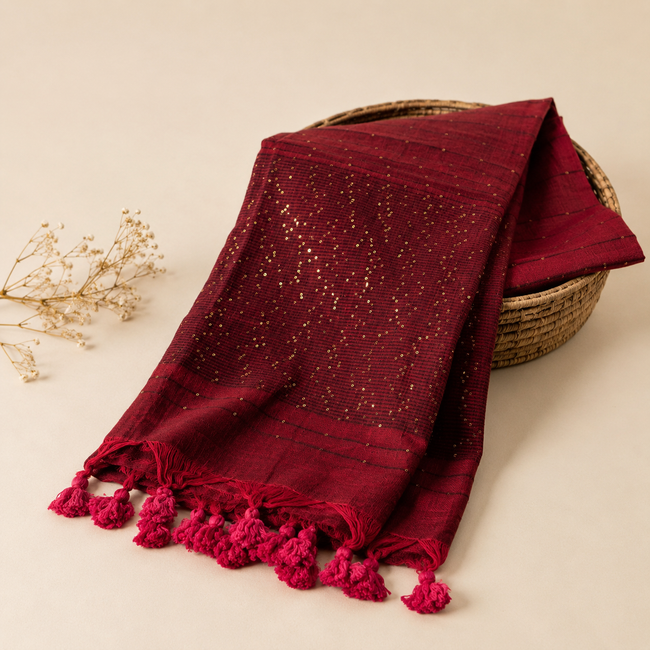 Jamdani Handloom Sequins Mul Cotton Saree