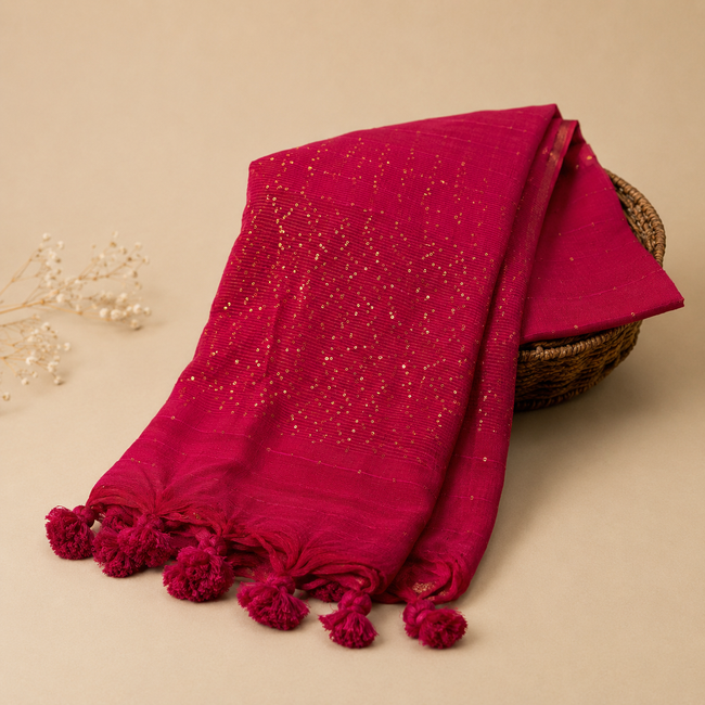 Jamdani Handloom Sequins Mul Cotton Saree