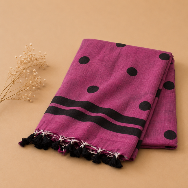 Polka Dot Handcrafted Lightweight Mull Cotton Saree