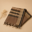 Brown Maheshwari Handloom Cotton Silk Saree with Stripes