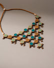WHE Shades of Green Repurposed Fabric and Wood Adjustable Statement Necklace