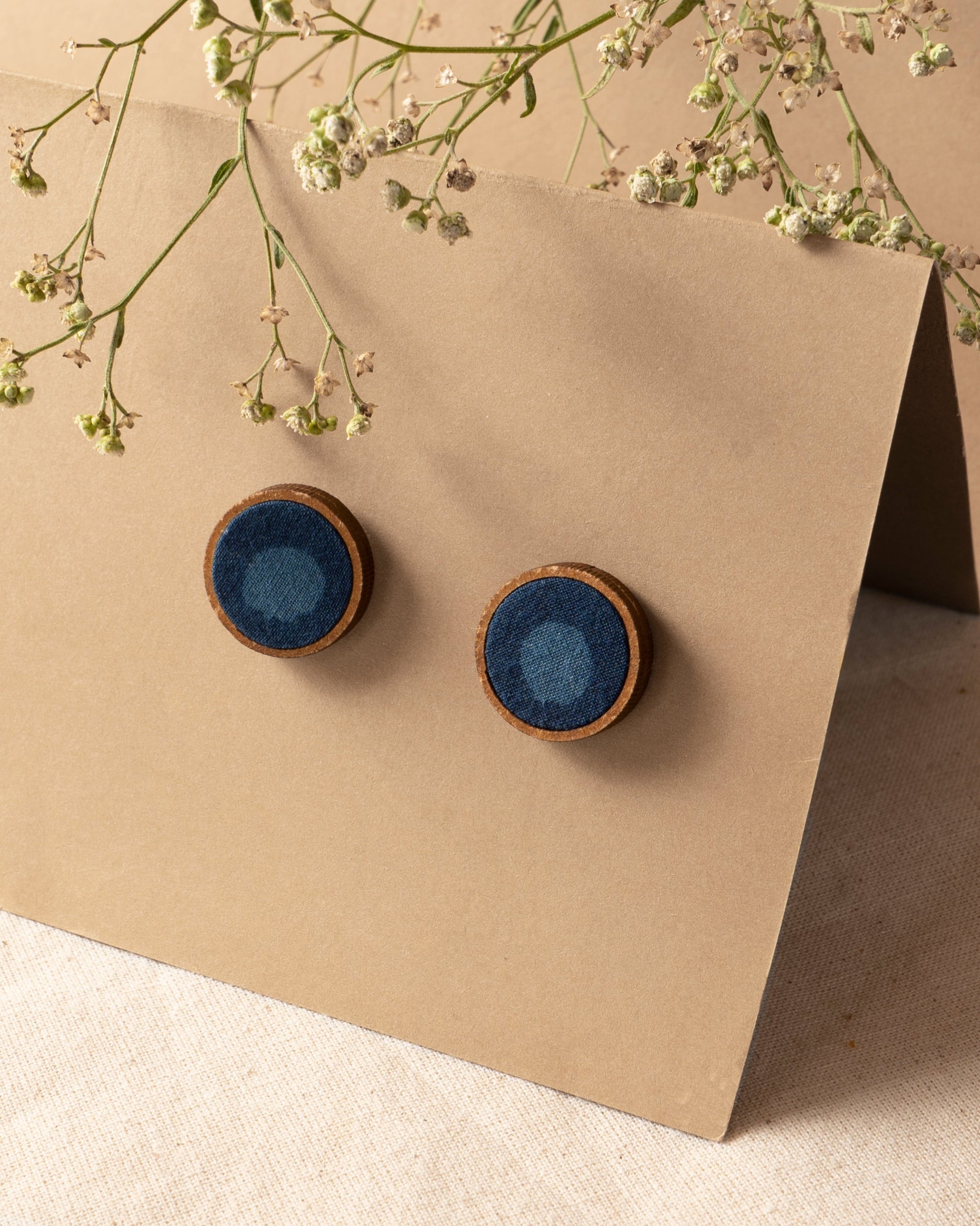 WHE Indigo Repurposed Fabric and Wood Stud