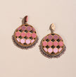 WHE Shades of Pink Repurposed Fabric and Wood Statement Earrings