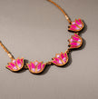 Whe Shades of Pink Bloom Lotus Repurposed Fabric and Wood Necklace