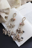 WHE Long Layered Jute Shell Tassel Earring
