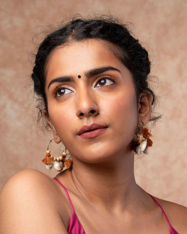 WHE Artisan Shell Hoop Earrings