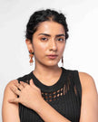 WHE Worli Inspired Maroon Repurposed Fabric and Wood Earrings