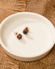 WHE Unisex Blue Round Repurposed Fabric and Wood Studs