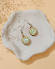 WHE Green Repurposed Fabric and Wood Round Danglers