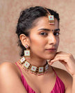 WHE Kantha Columbia Blue Repurposed Silk Fabric and Wood Earrings