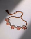 Whe Pink Bloom Lotus Repurposed Fabric and Wood Necklace
